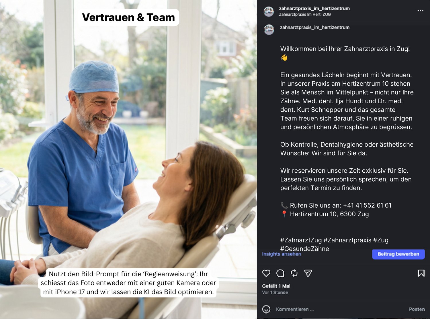 Post-Vorschlag 2 — „Willkommen im Herti“ — der Mensch im Mittelpunkt.