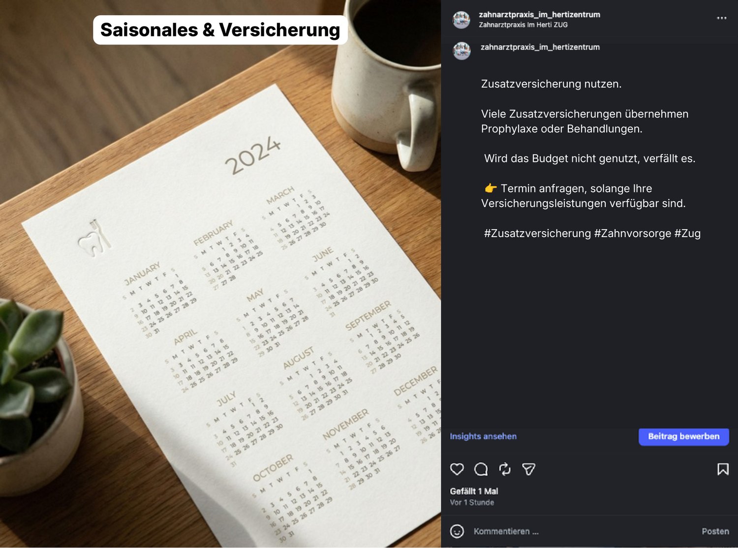 Post-Vorschlag 22 — „Zusatzversicherung nutzen“ — der Budget-Reminder.
